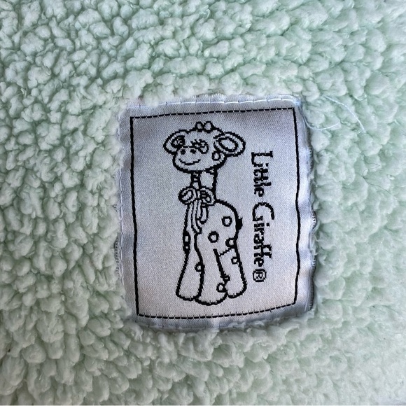 Little Giraffe Mint Green Chenille Baby Blanket Polka Dot Satin Trim 31x37 GUC - Picture 9 of 12